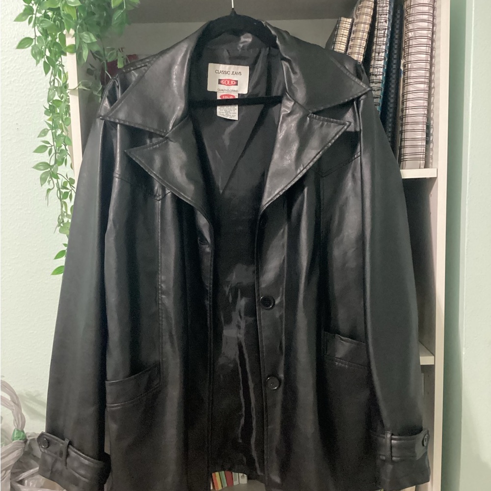 Solid Black Pleather Jacket - image 1